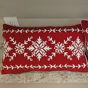 NWT | 2 Red Snowflake Holiday Pillow | JOANN Fabrics
